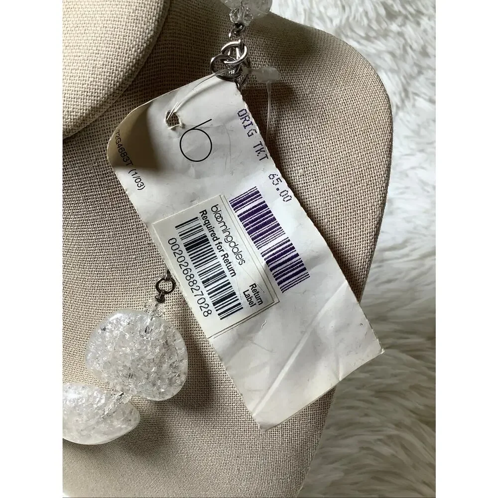 RJ Graziano Chunky Clear White Crackle Lucite Bead Statement Necklace F18-63